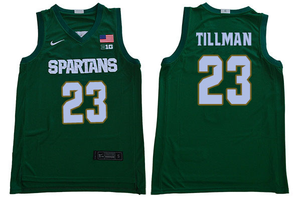 2019-20 Men #23 Xavier Tillman Michigan State Spartans College Basketball Jerseys Sale-Green